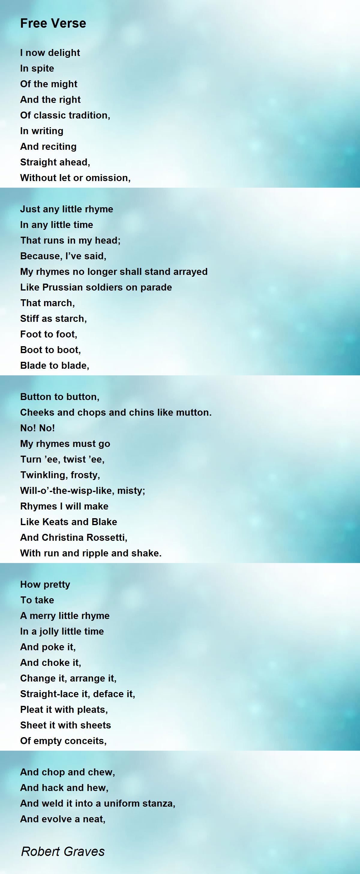 Free Verse Poem by Robert Graves - Poem Hunter