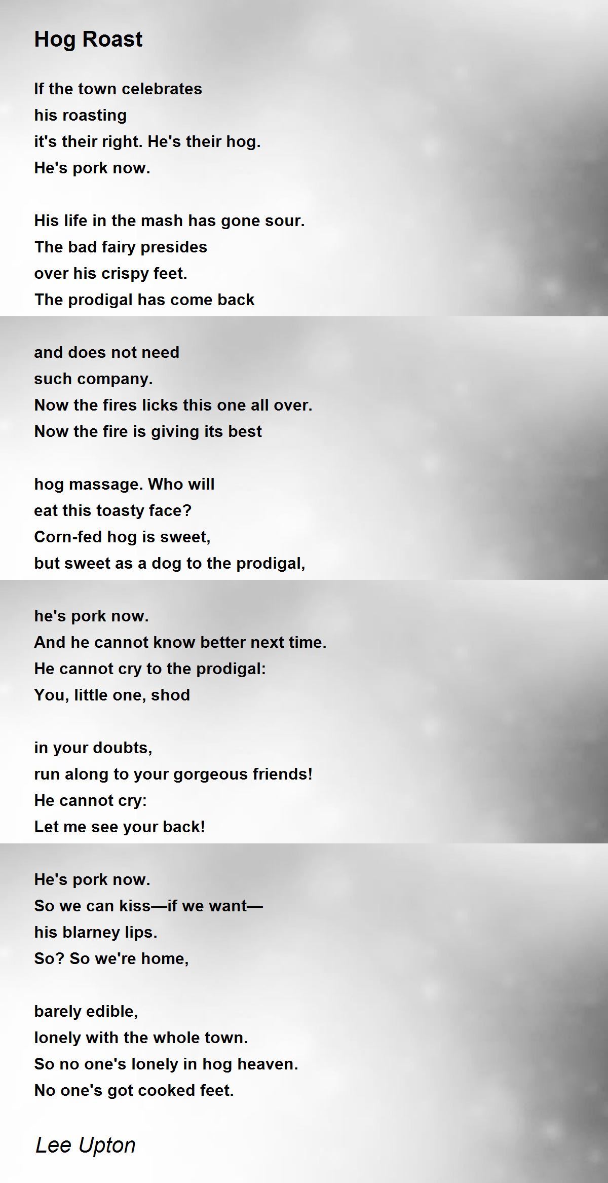 Hog Roast Hog Roast Poem by Lee Upton