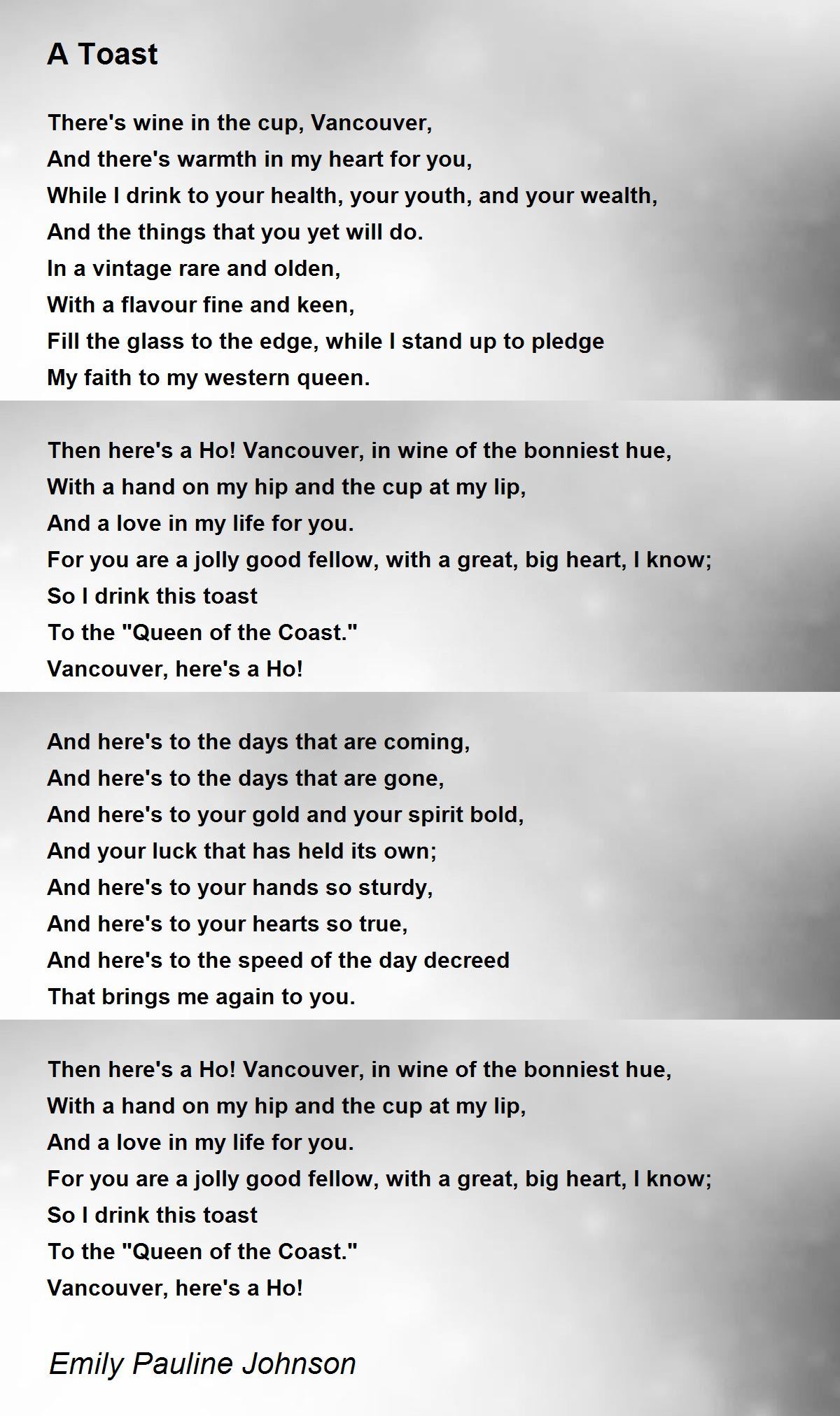 A Toast A Toast Poem by Emily Pauline Johnson