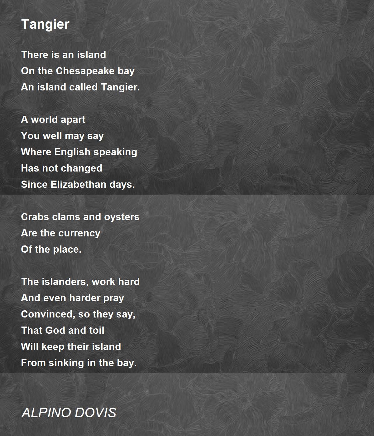 Tangier Tangier Poem by ALPINO DOVIS