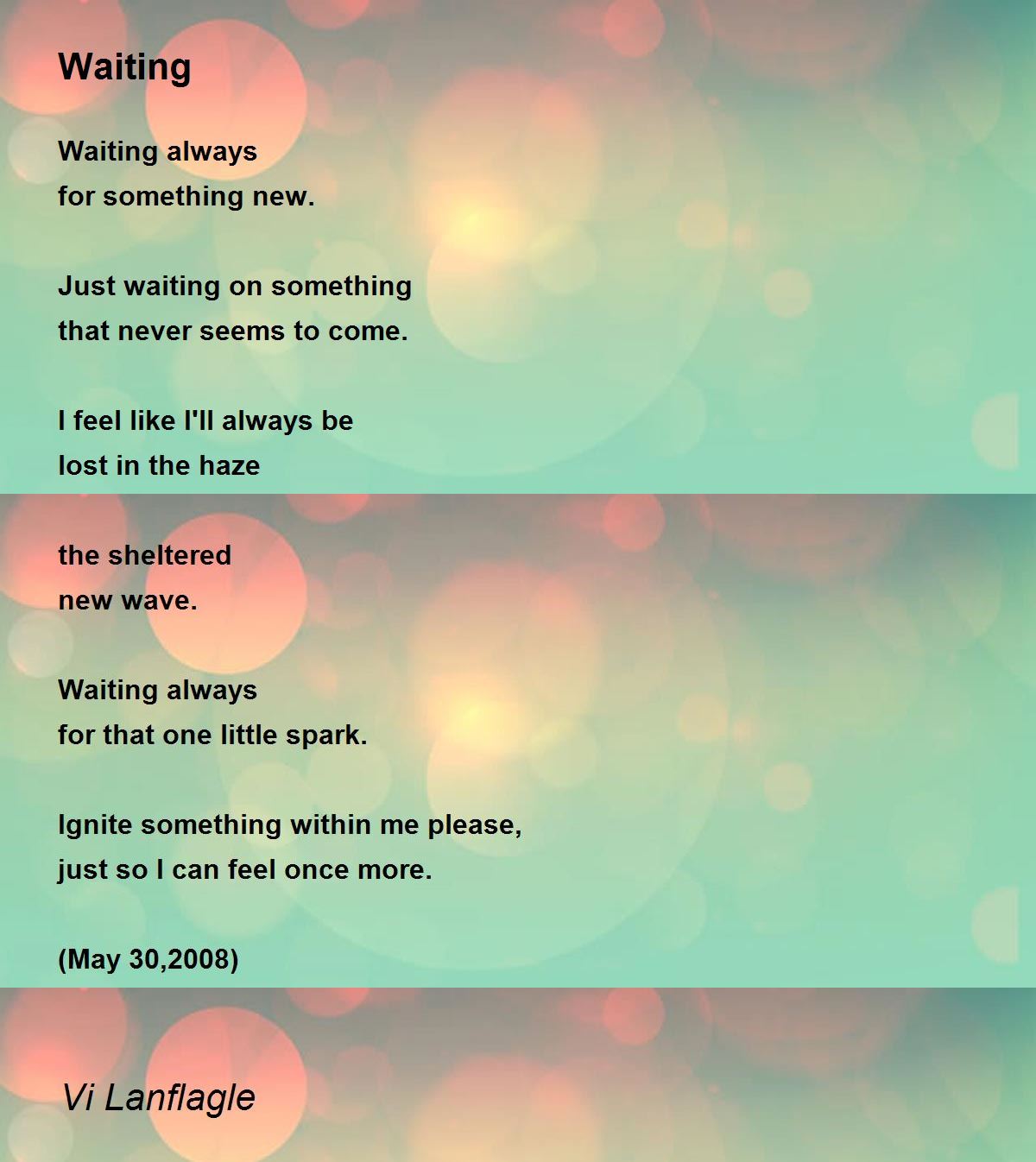 Waiting Waiting Poem by Vi Lanflagle