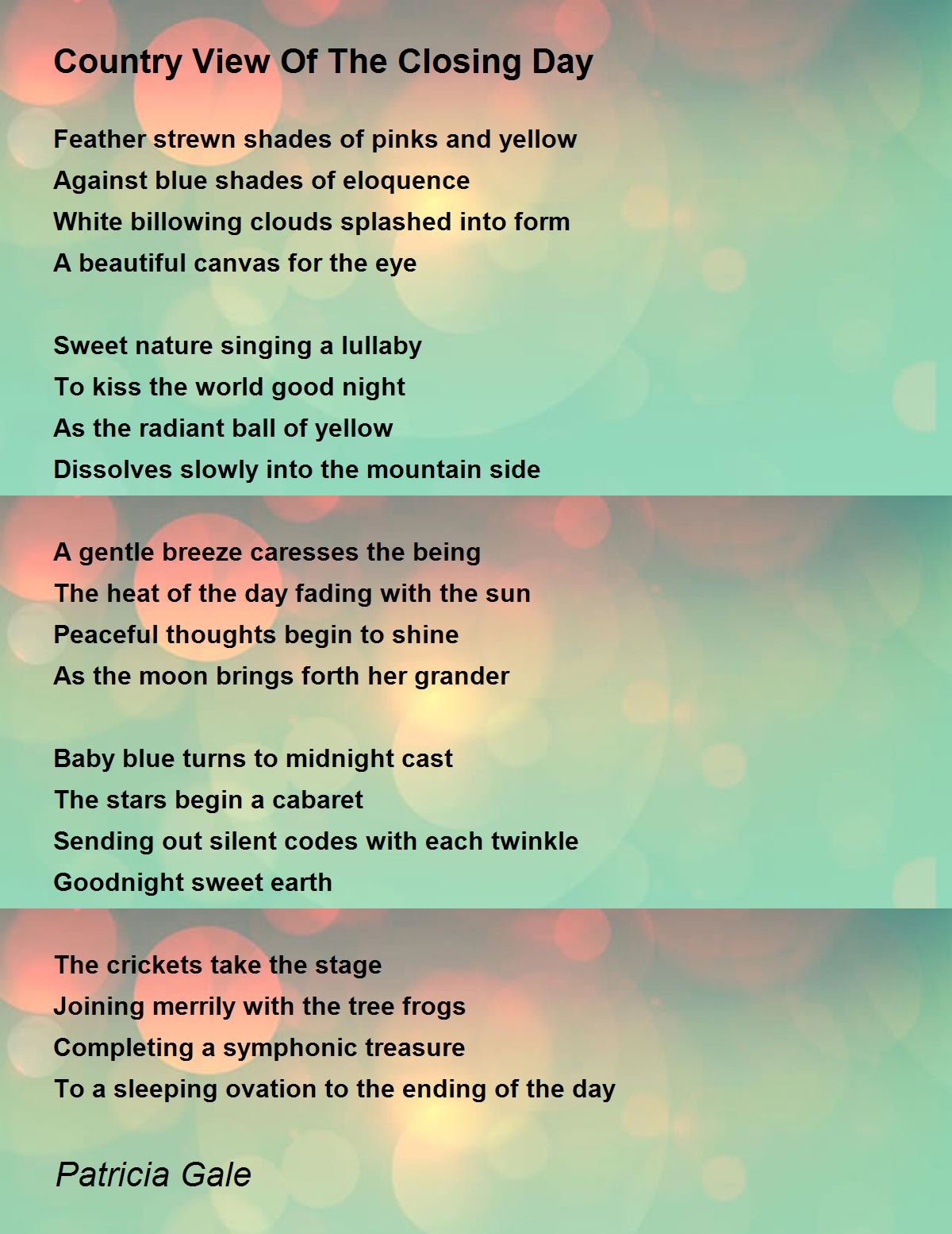 Country View Of The Closing Day Country View Of The Closing Day Poem