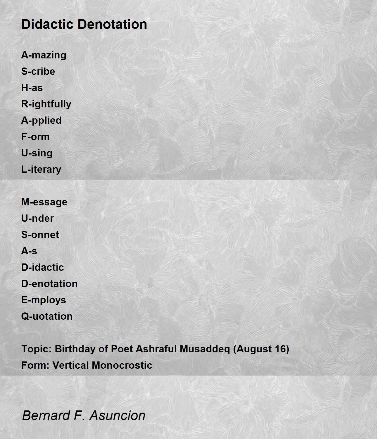 Denotation Poem Examples