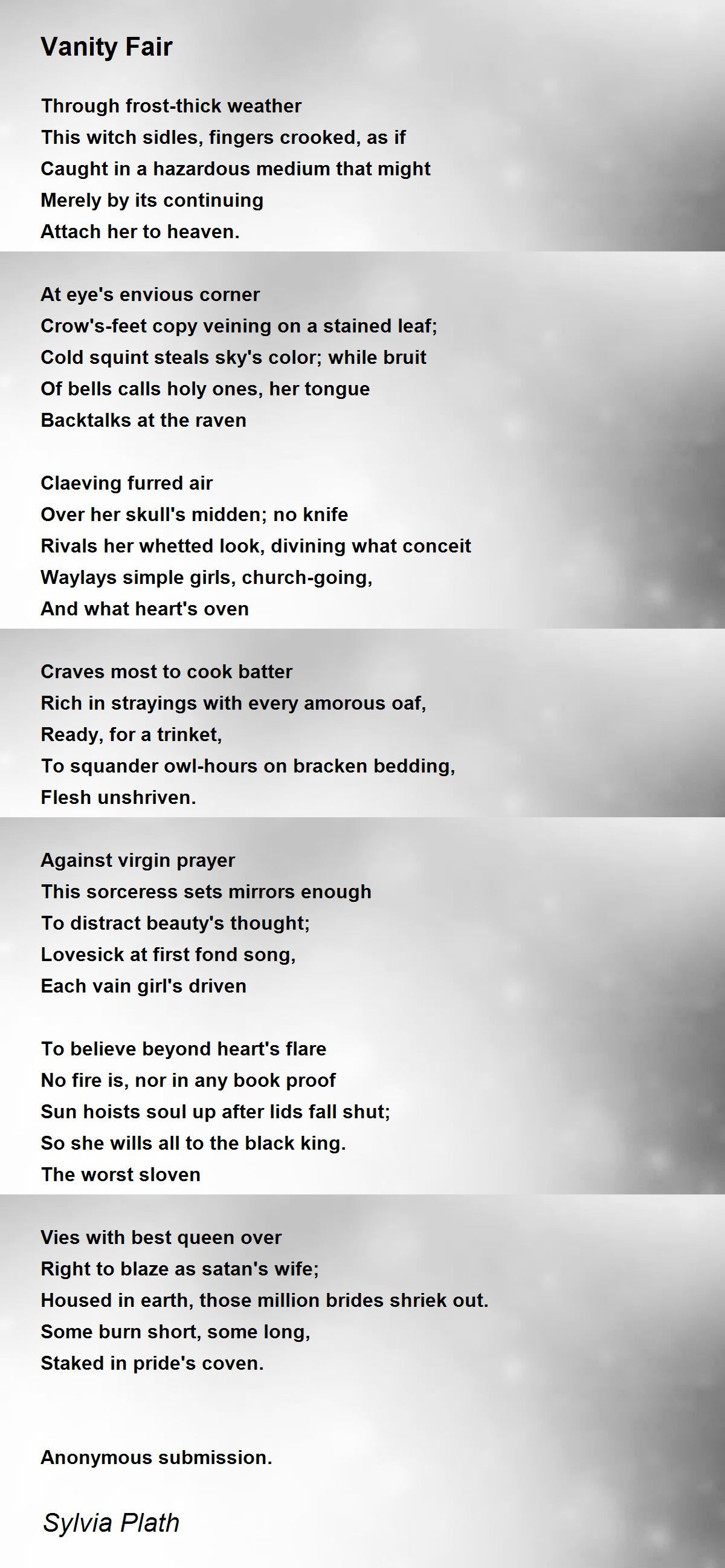 Vanity Fair Vanity Fair Poem by Sylvia Plath