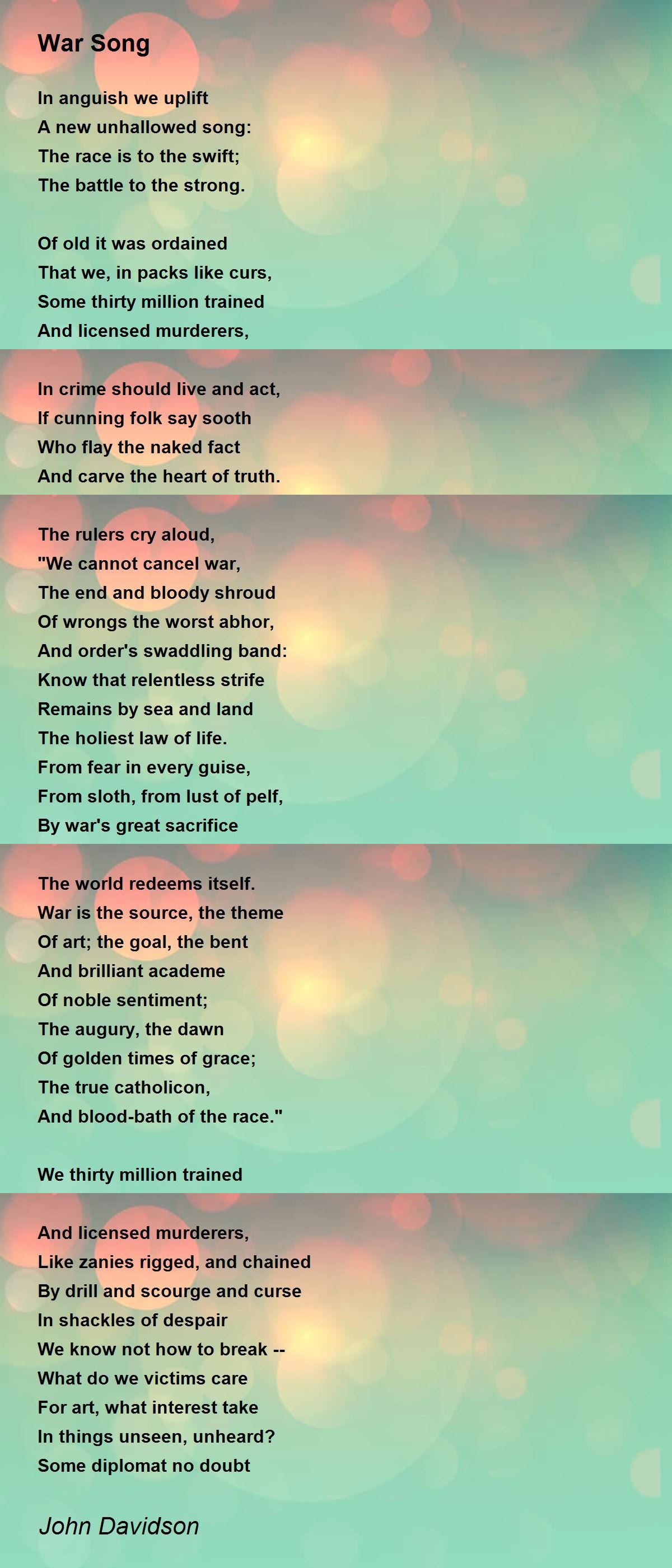 War Song War Song Poem by John Davidson