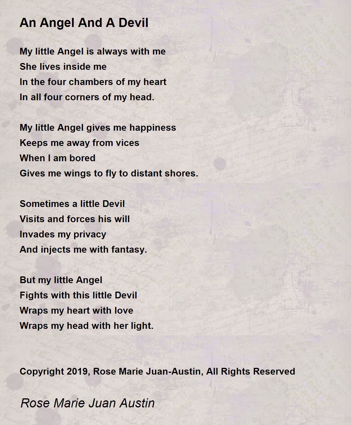An Angel And A Devil An Angel And A Devil Poem by Rose Marie Juanaustin