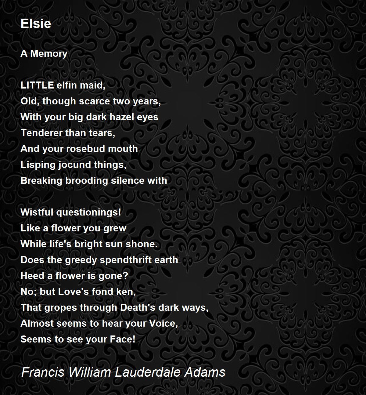 Elsie Elsie Poem by Francis William Lauderdale Adams