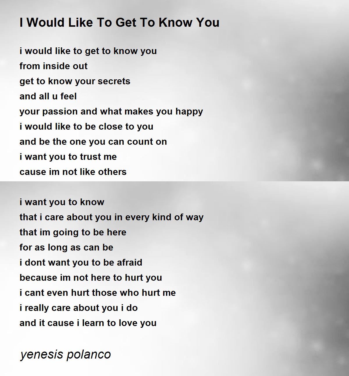 You poem i want why Why I