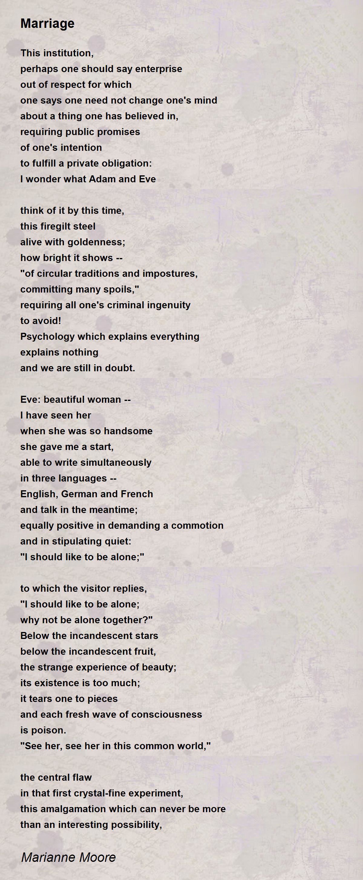 Marriage Marriage Poem by Marianne Moore