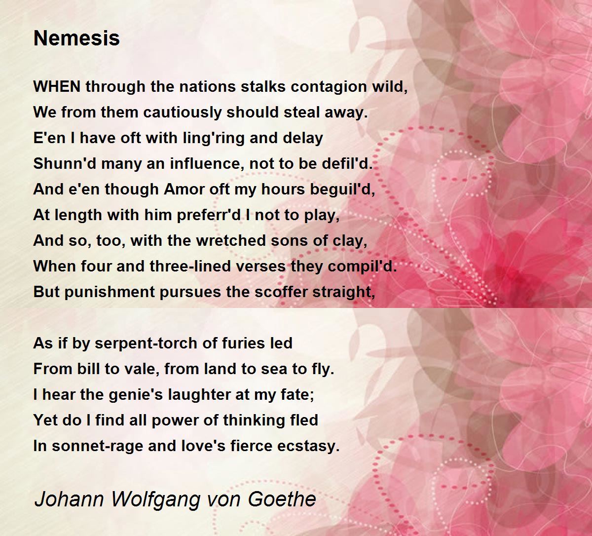 Nemesis Poem by Johann Wolfgang von Goethe - Poem Hunter