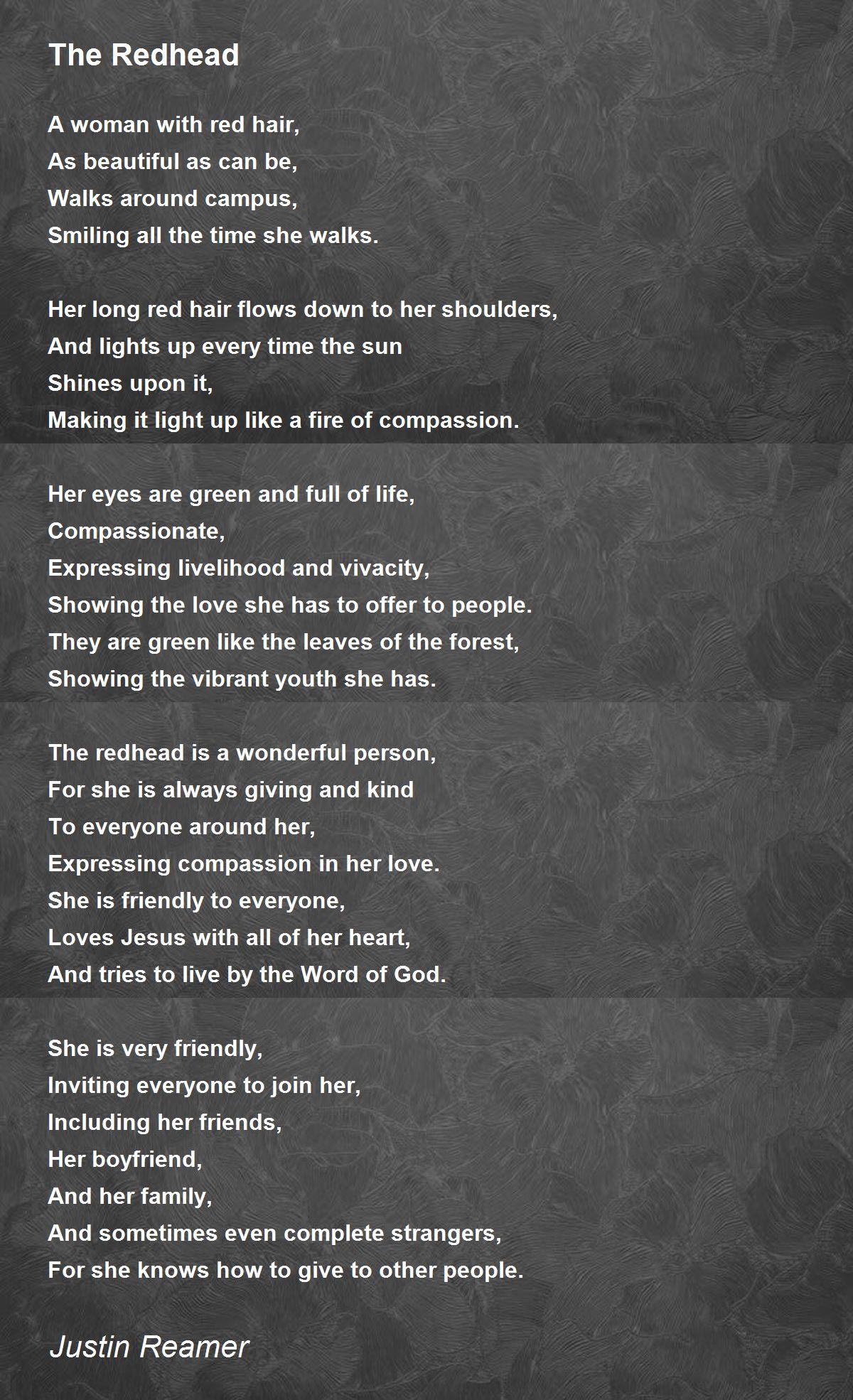 The Redhead The Redhead Poem by Justin Reamer