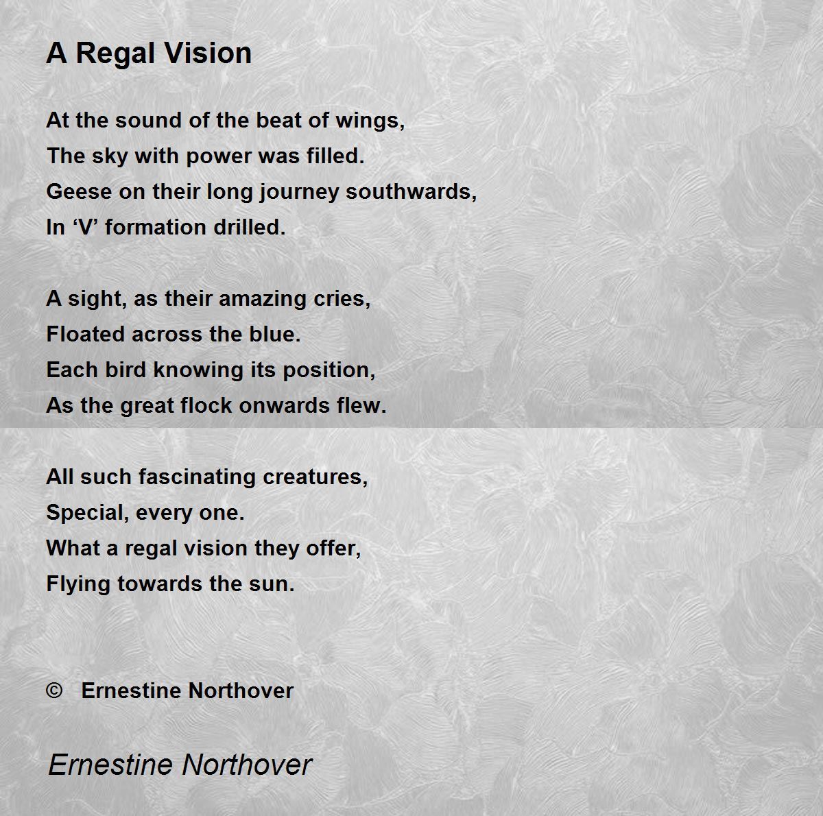 A Regal Vision A Regal Vision Poem by Ernestine Northover