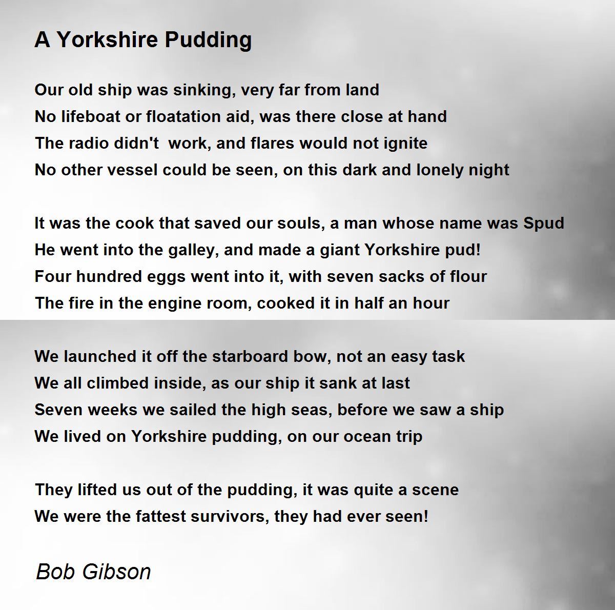 A Yorkshire Pudding A Yorkshire Pudding Poem by Bob Gibson