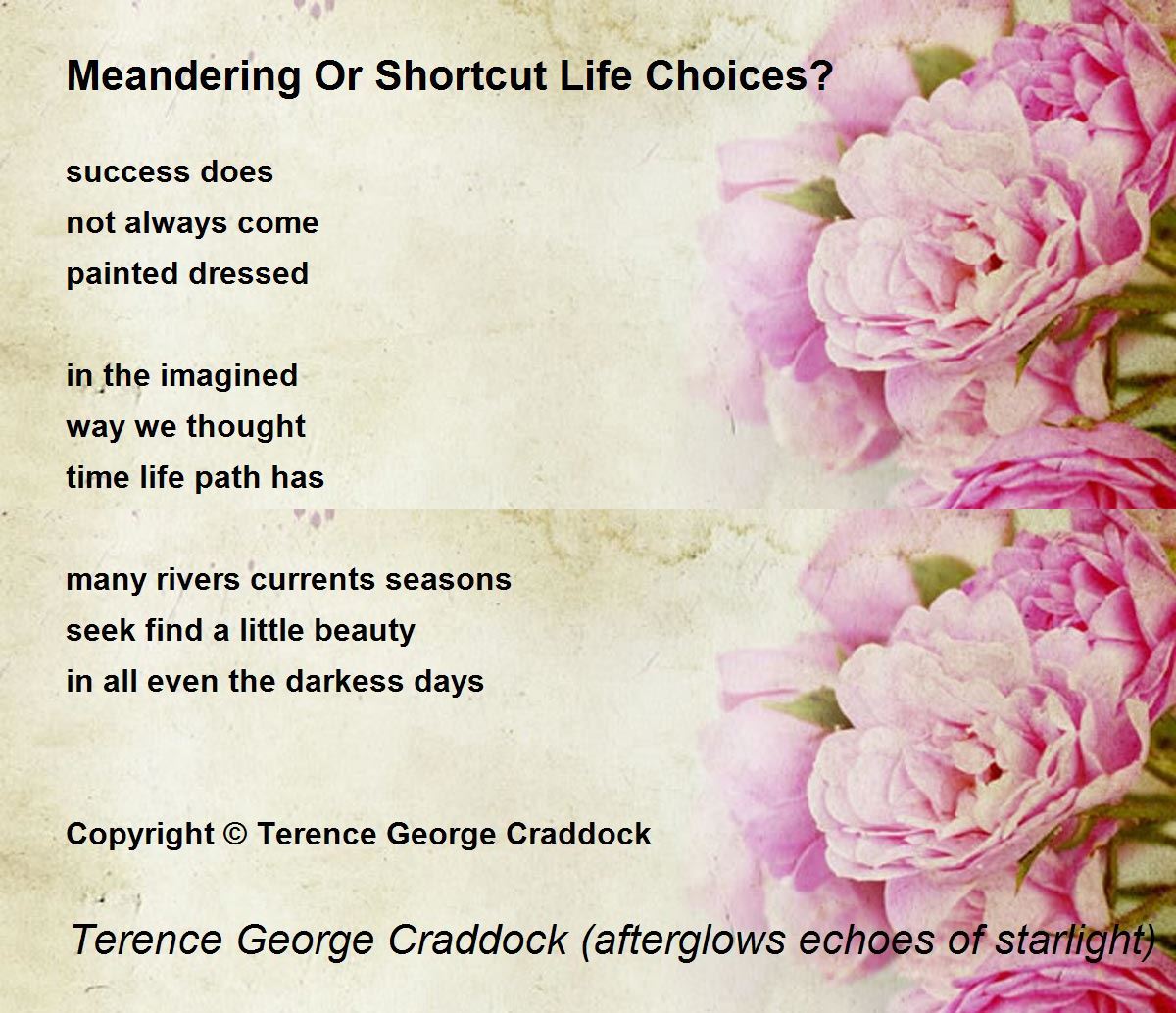 Meandering Or Shortcut Life Choices? Poem by Terence Craddock Poem Hunter