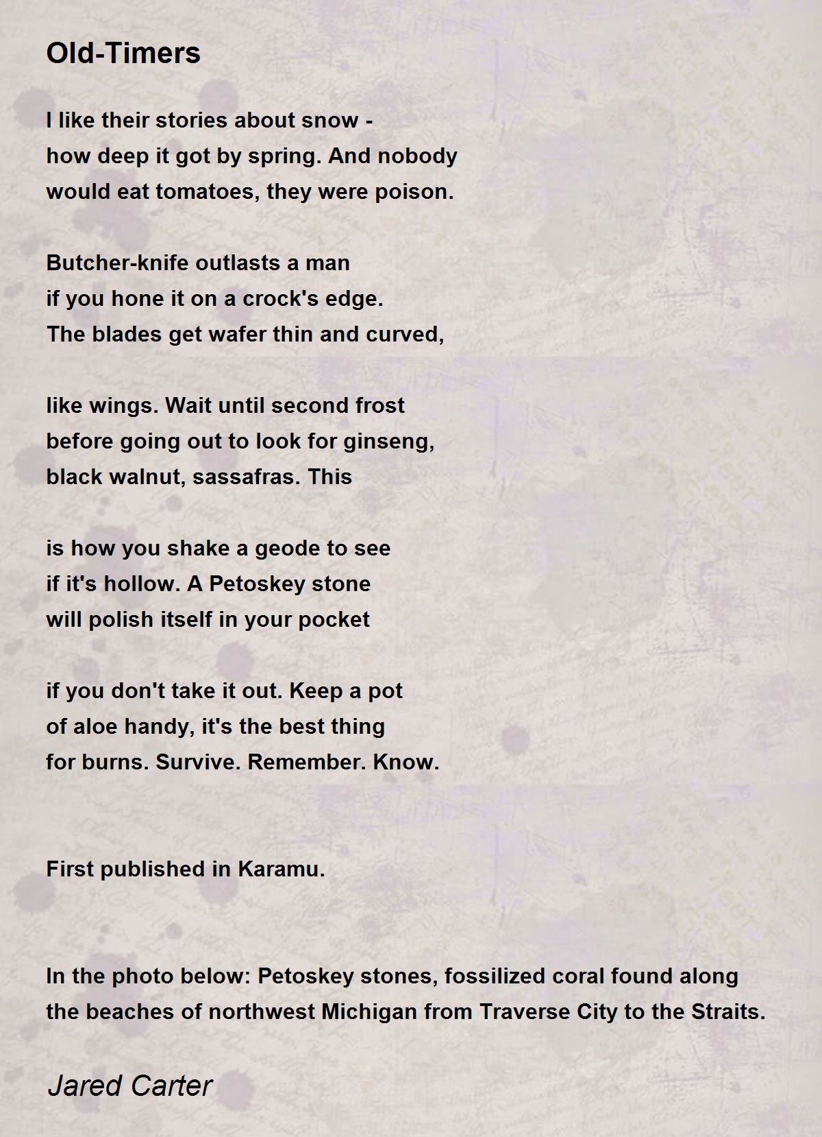 OldTimers OldTimers Poem by Jared Carter