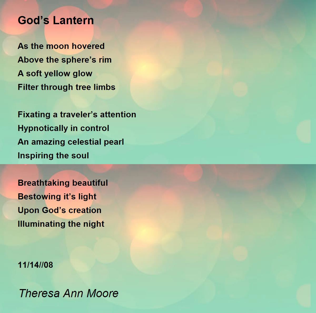 God’s Lantern God’s Lantern Poem by Theresa Ann Moore