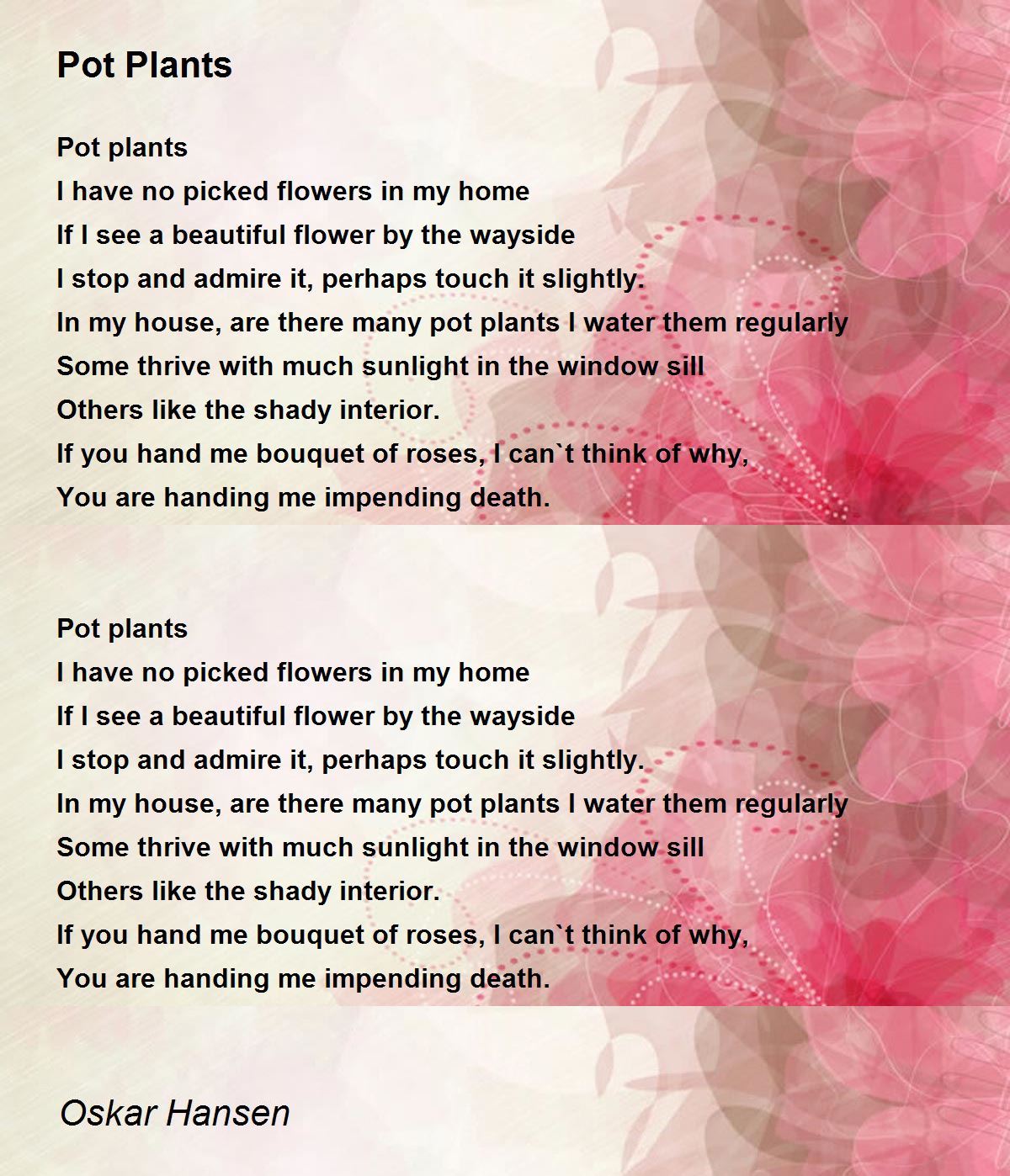Pot Plants Pot Plants Poem by Jan Oskar Hansen
