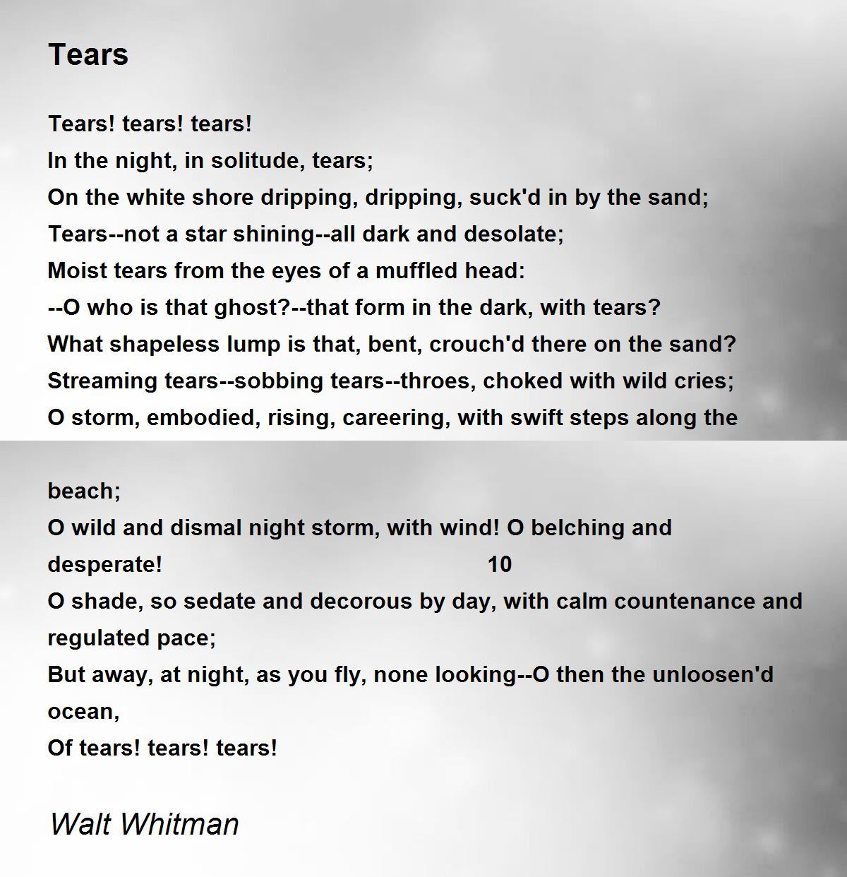 Tears Poem by Walt Whitman - Poem Hunter Comments