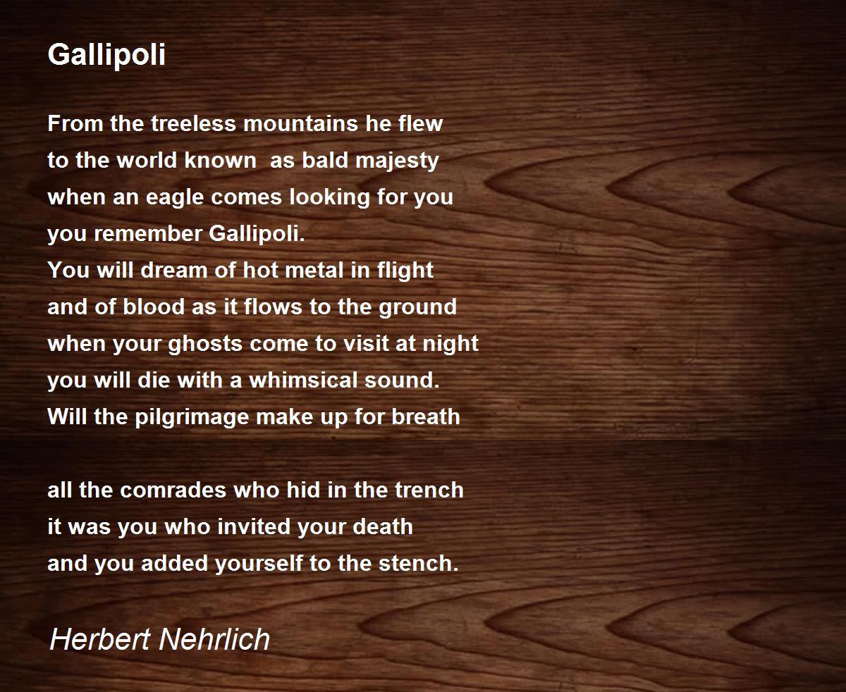 Gallipoli Poem by Herbert Nehrlich - Poem Hunter