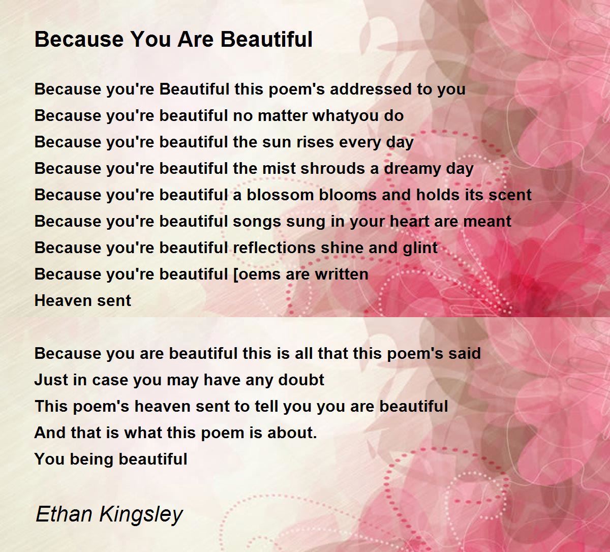 you are beautiful because essay