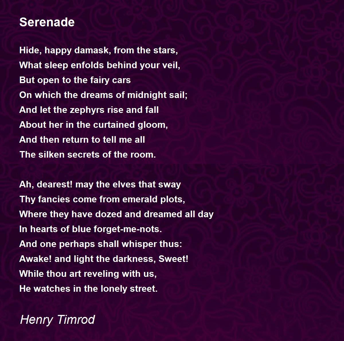 Serenade Poem by Henry Timrod Poem Hunter