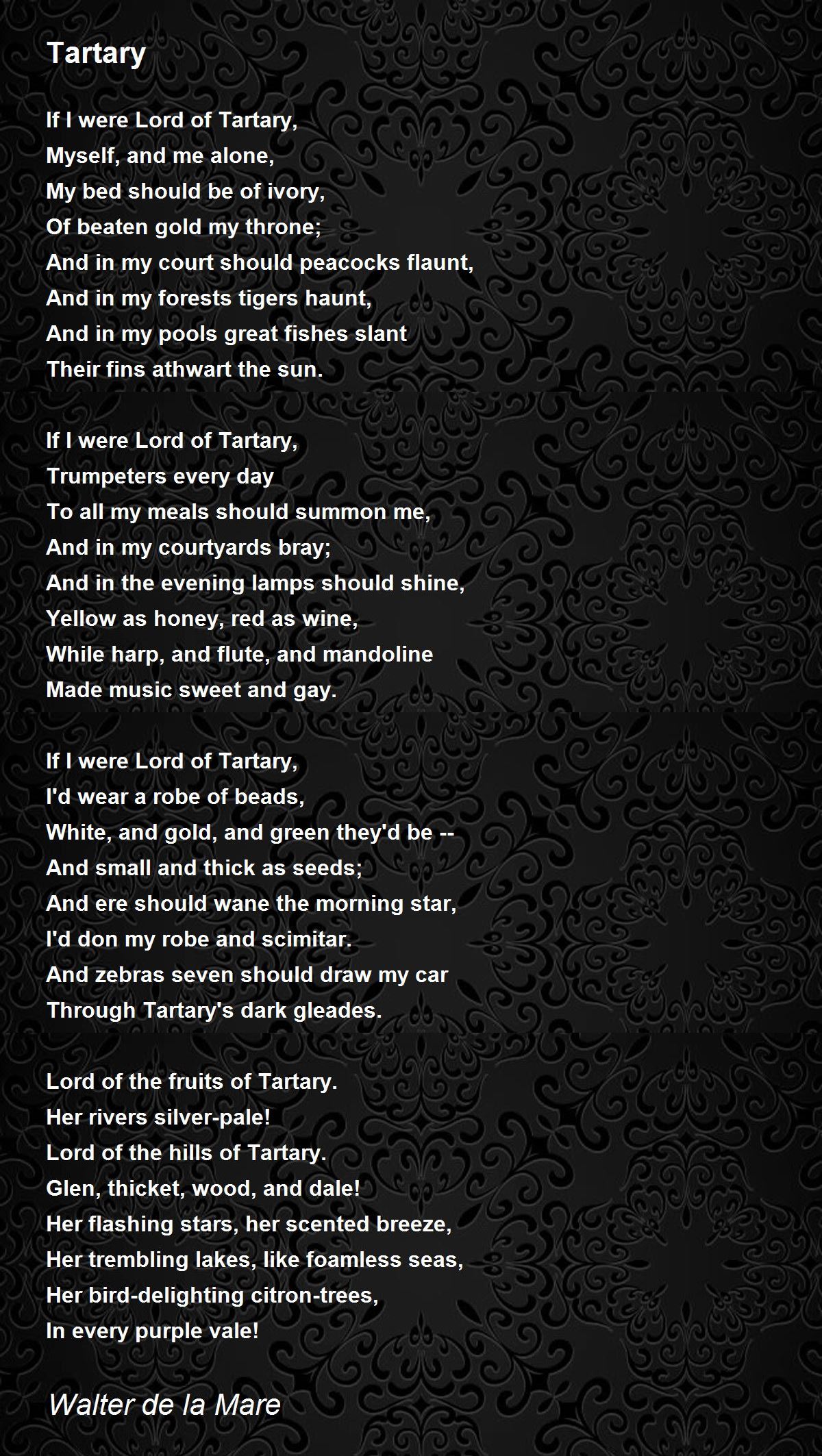 Tartary Poem by Walter de la Mare - Poem Hunter