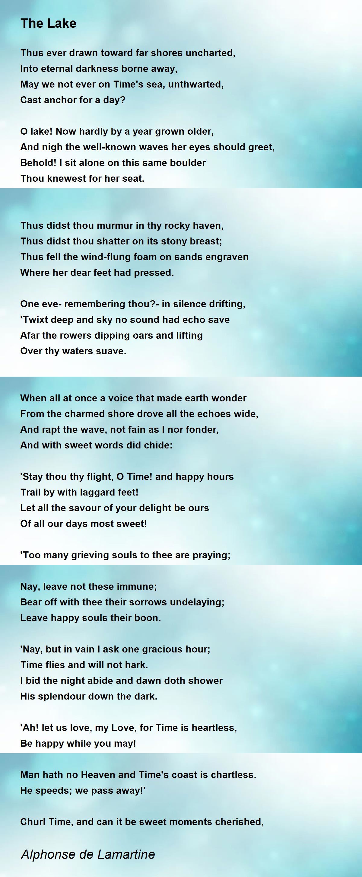 The Lake The Lake Poem by Alphonse de Lamartine