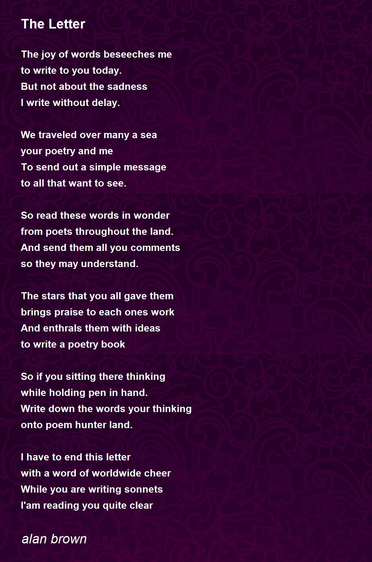 The Letter Poem by alan brown Poem Hunter