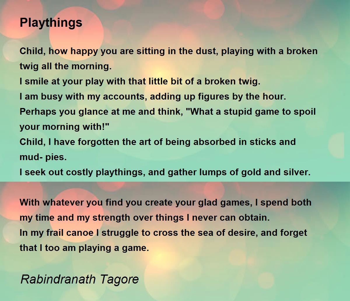 Playthings Poem by Rabindranath Tagore Poem Hunter