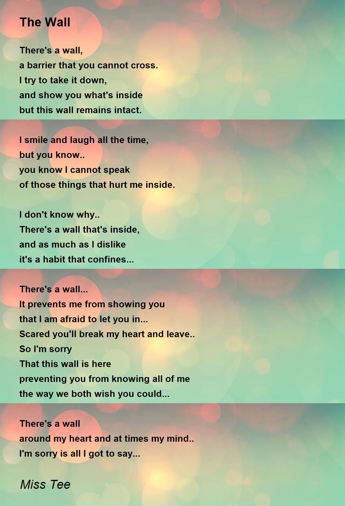 The Wall The Wall Poem by Miss Tee