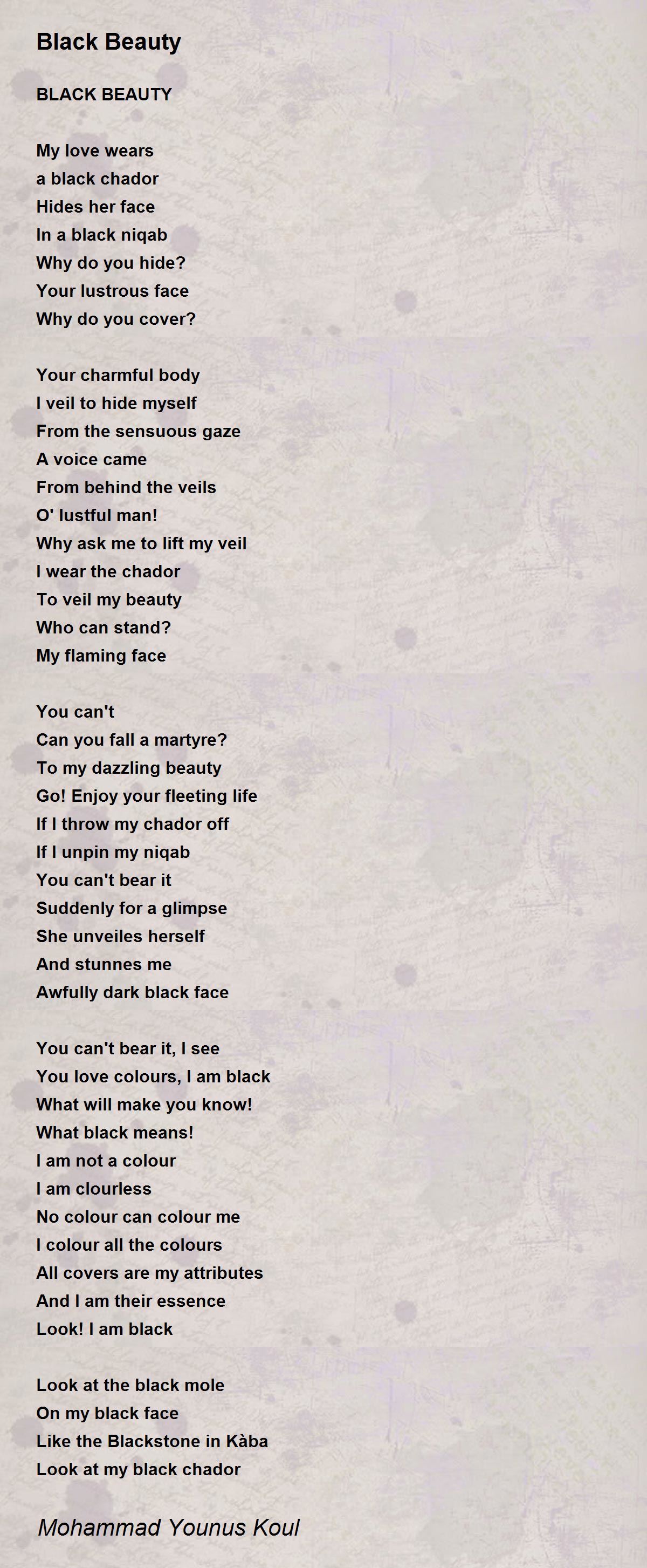 Black Beauty Black Beauty Poem by Mohammad Younus