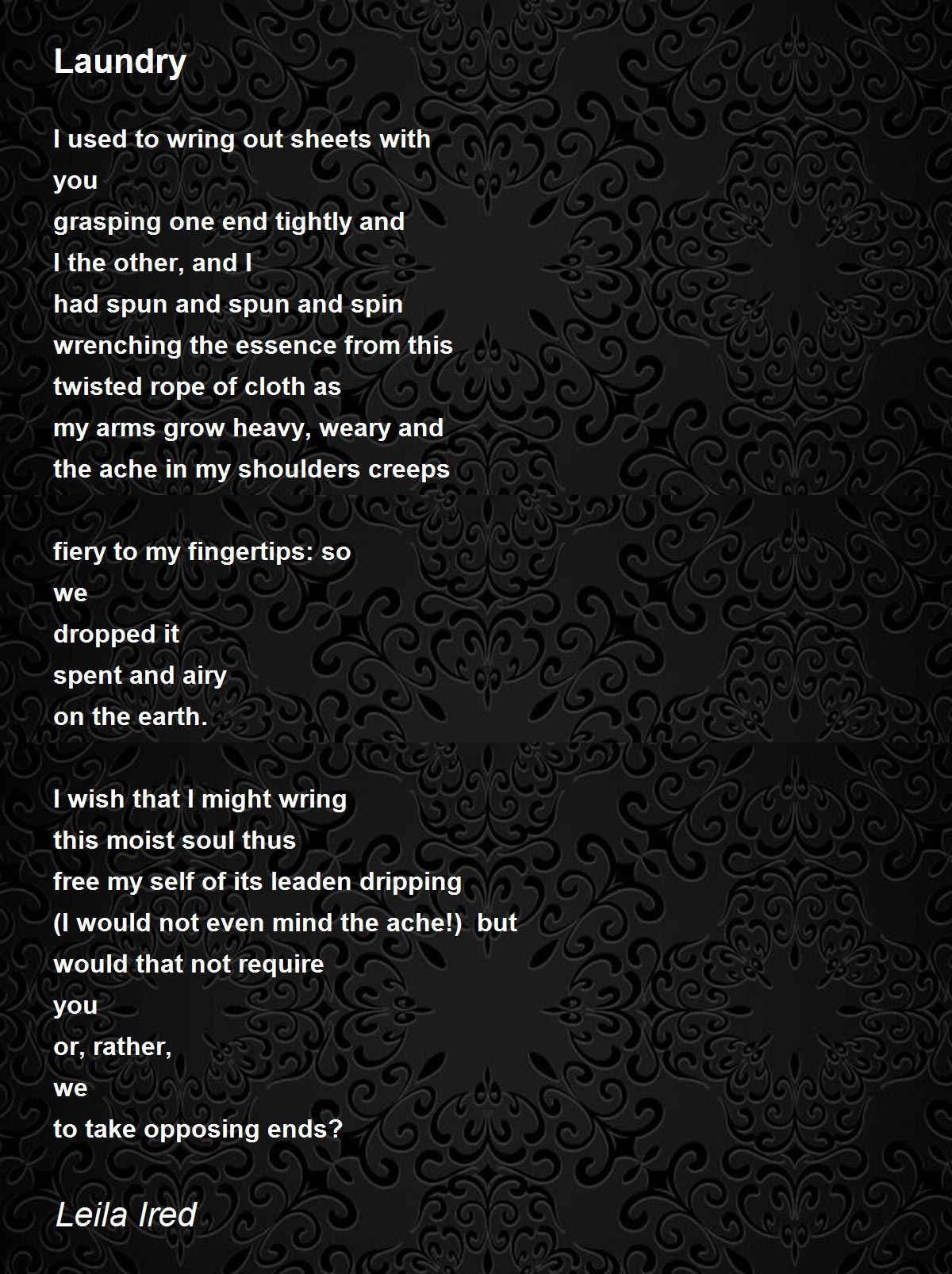 Laundry Laundry Poem by Leila Ired