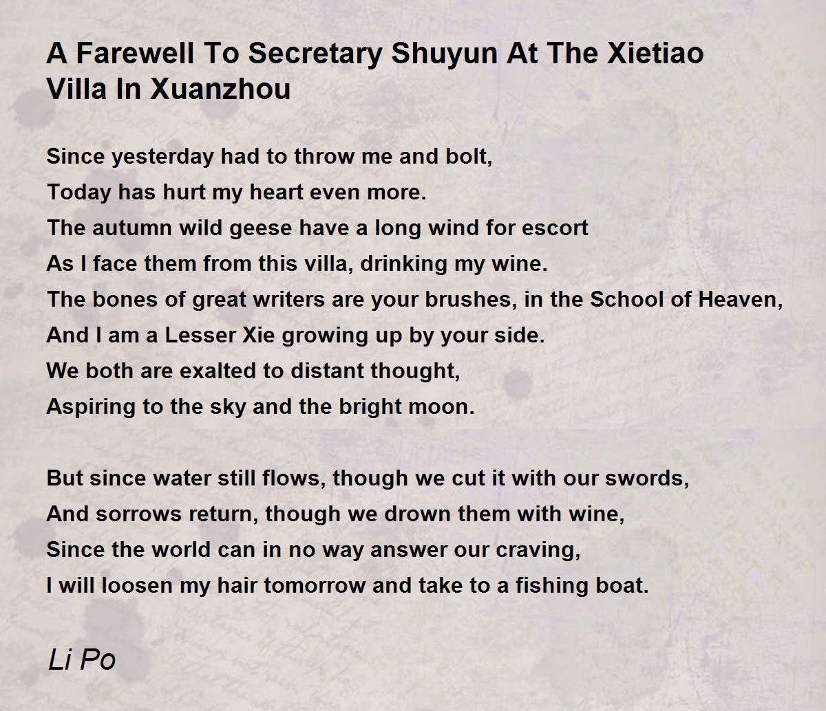A Farewell To Secretary Shuyun At The Xietiao Villa In 