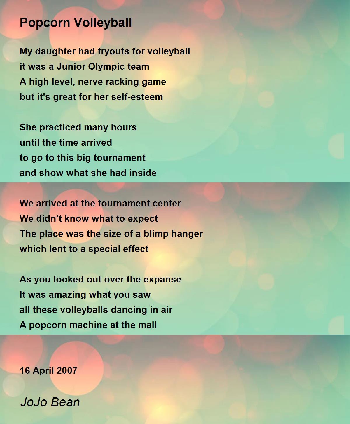 Popcorn Volleyball Poem by JoAnn McGrath Poem Hunter