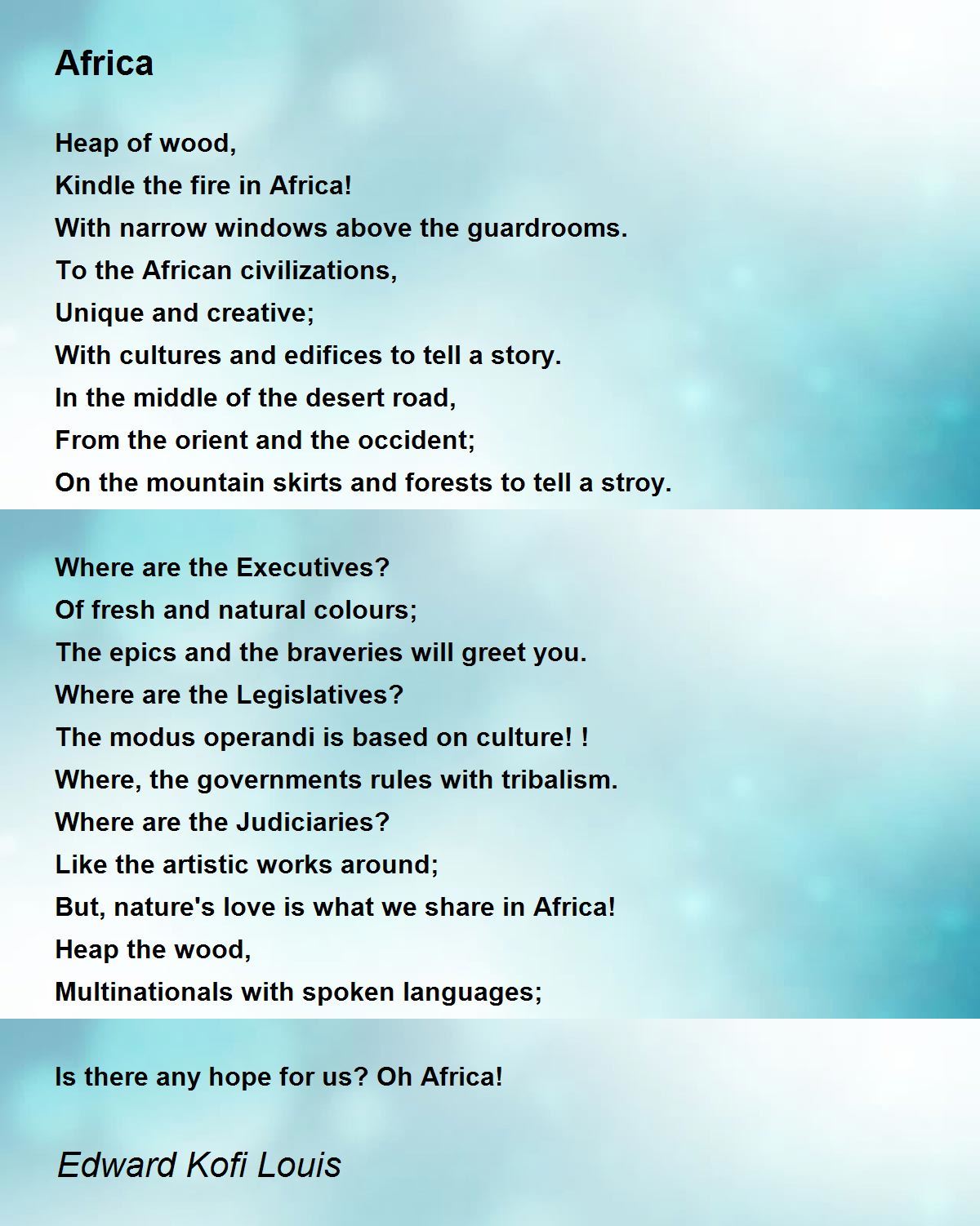 Africa Africa Poem by Edward Kofi Louis