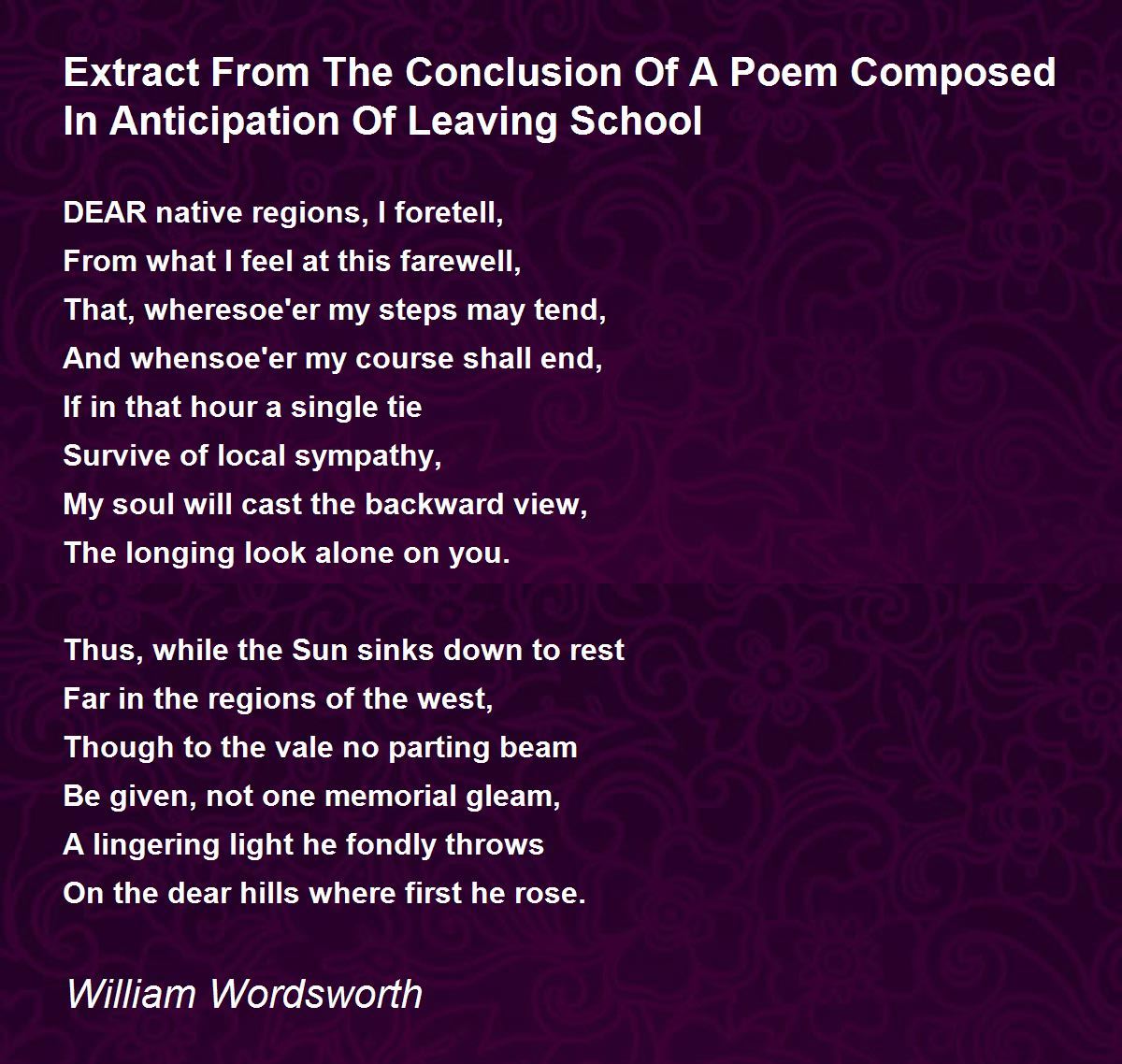 Extract From The Conclusion Of A Poem Composed In Anticipation Of