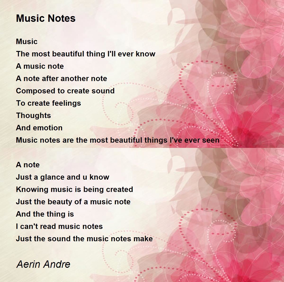 Music Notes Music Notes Poem by Aerin Andre