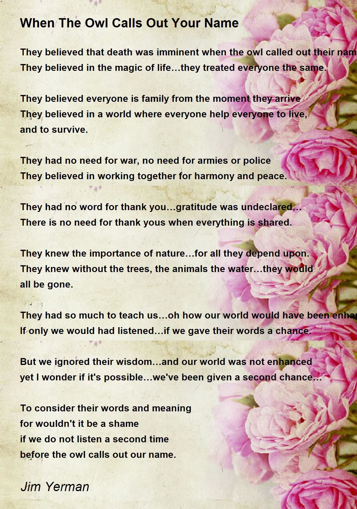 When The Owl Calls Out Your Name When The Owl Calls Out Your Name