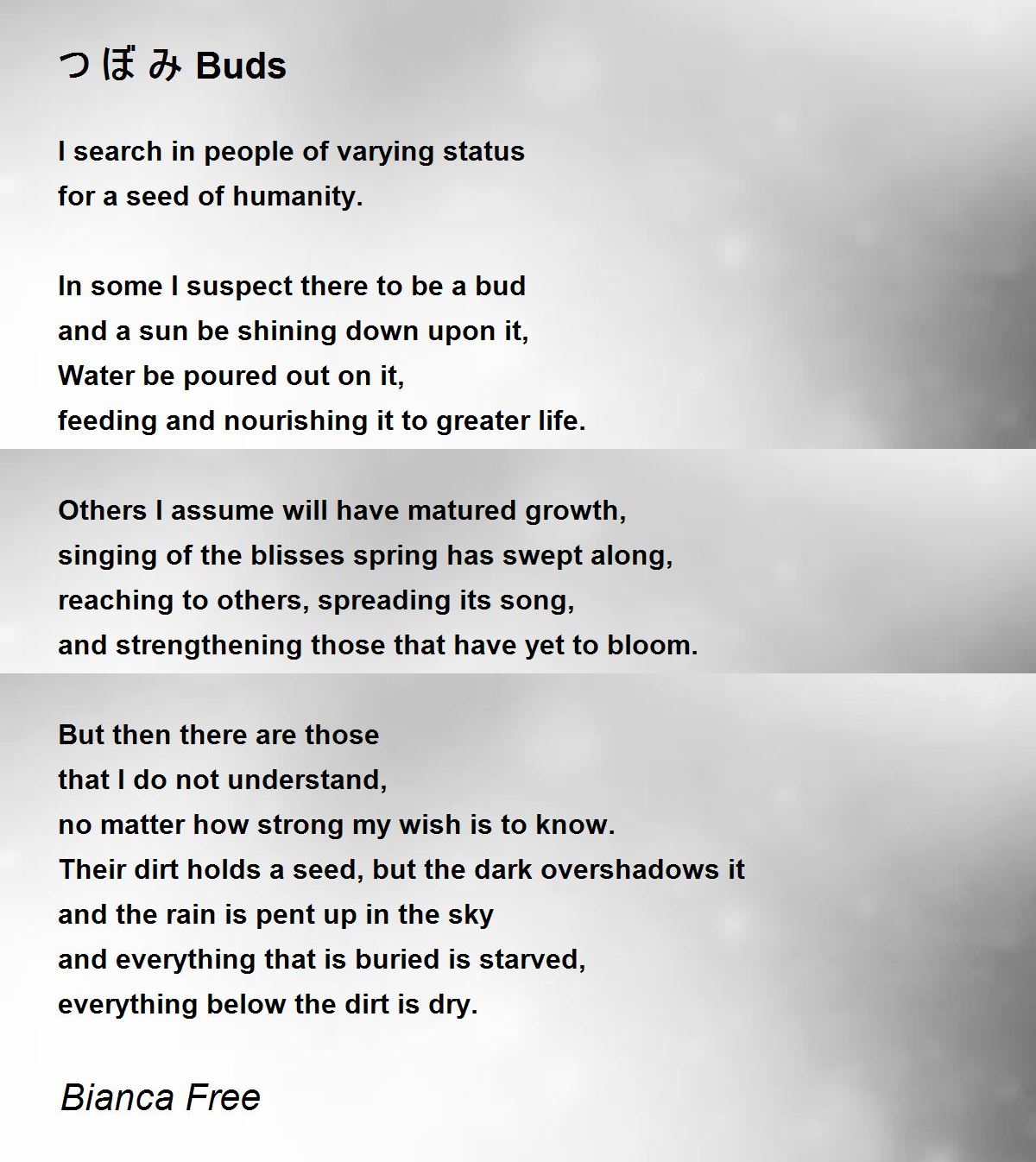 つ ぼ み Buds By Bianca Free つ ぼ み Buds Poem