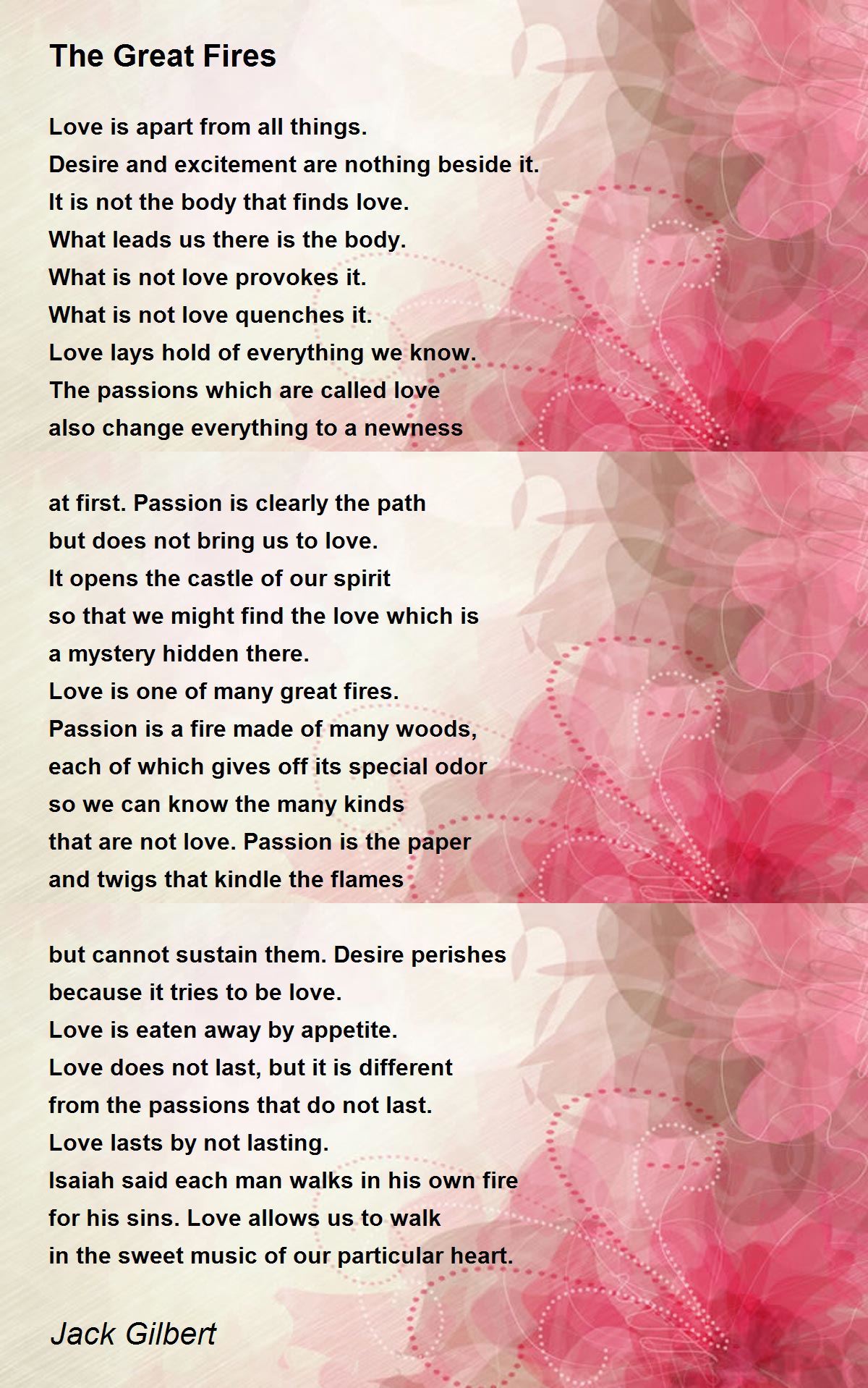 The Great Fires Poem By Jack Gilbert Poem Hunter The Great Fires Poem By Jack Gilbert Poem Hunter