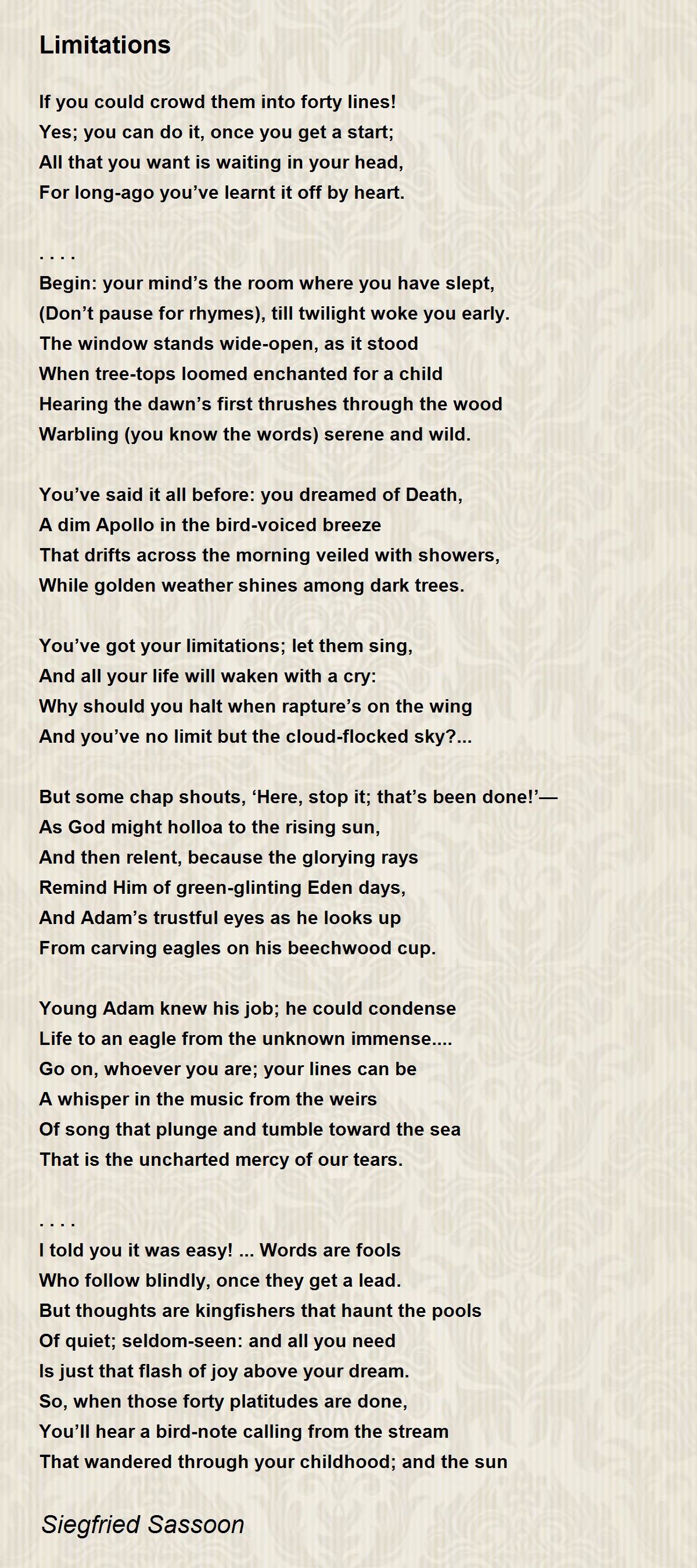 Limitations Limitations Poem by Siegfried Sassoon