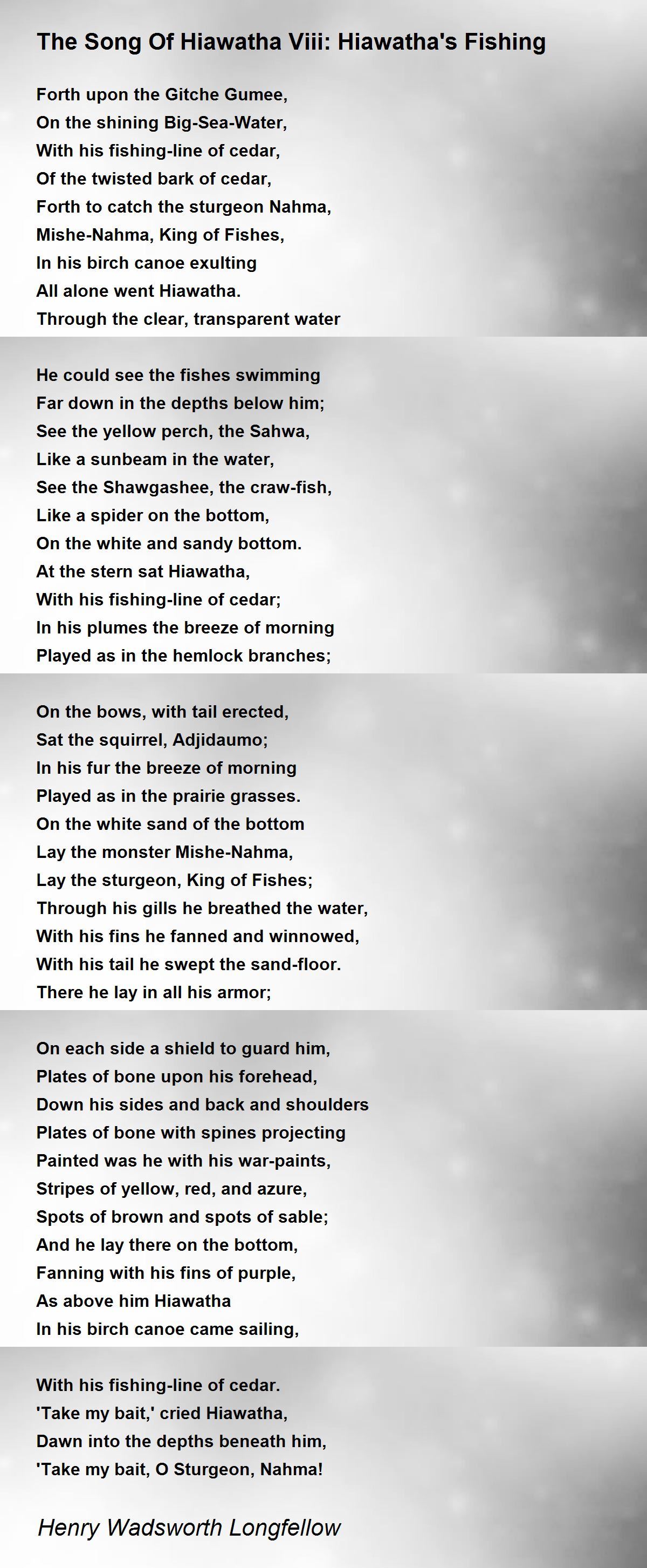 The Song Of Hiawatha Viii Hiawatha's Fishing The Song Of Hiawatha