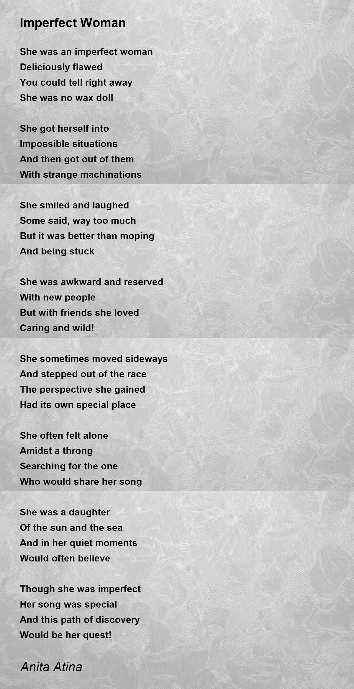 Imperfect Woman Poem by Anita Atina - Poem Hunter