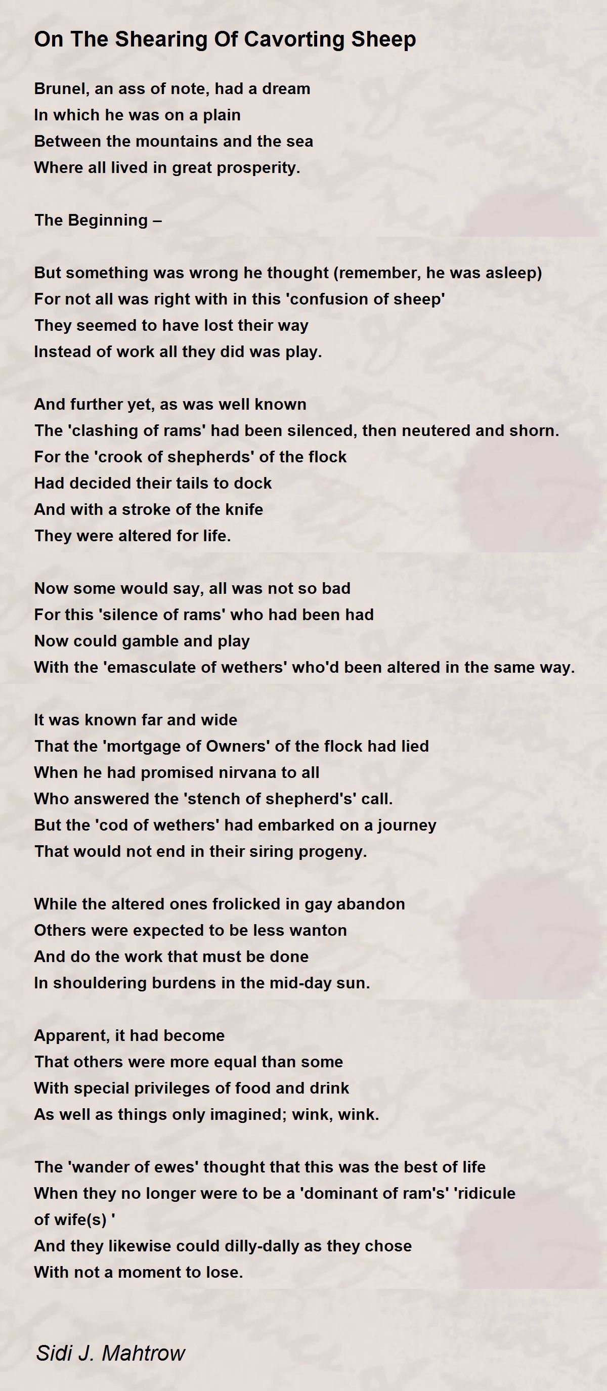 On The Shearing Of Cavorting Sheep On The Shearing Of Cavorting Sheep