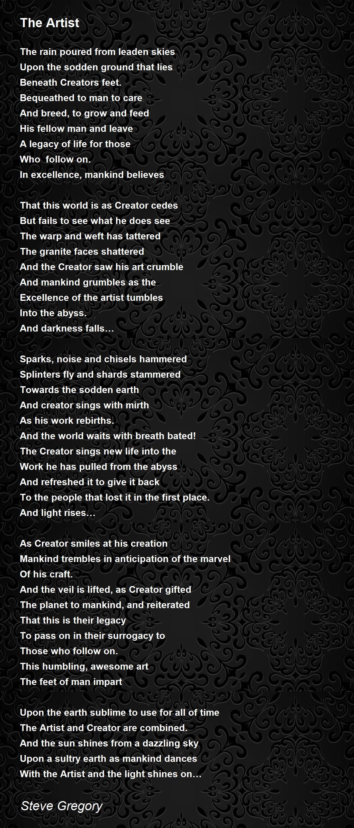 The Artist by Steve Gregory - The Artist Poem