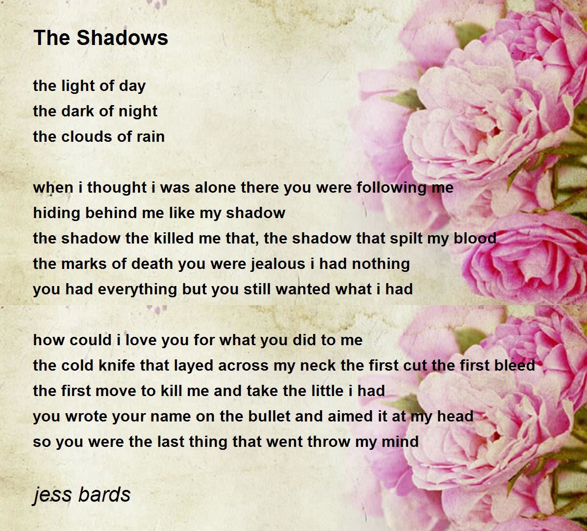 The Shadows Poem by jess bards Poem Hunter