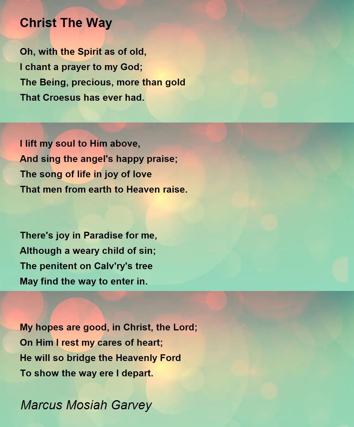 Christ The Way Christ The Way Poem by Marcus Mosiah Garvey