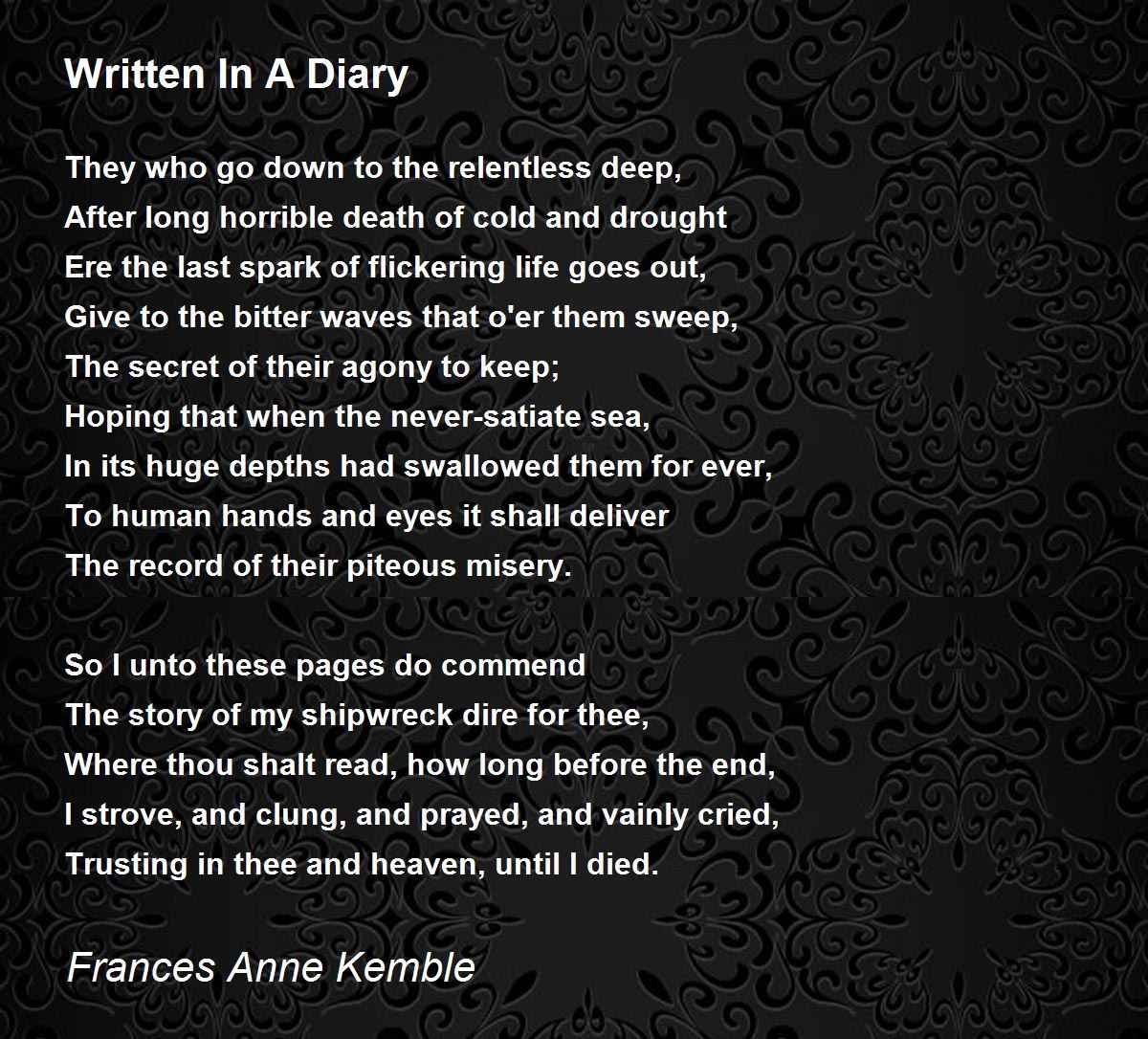Written In A Diary Written In A Diary Poem by Frances Anne Kemble