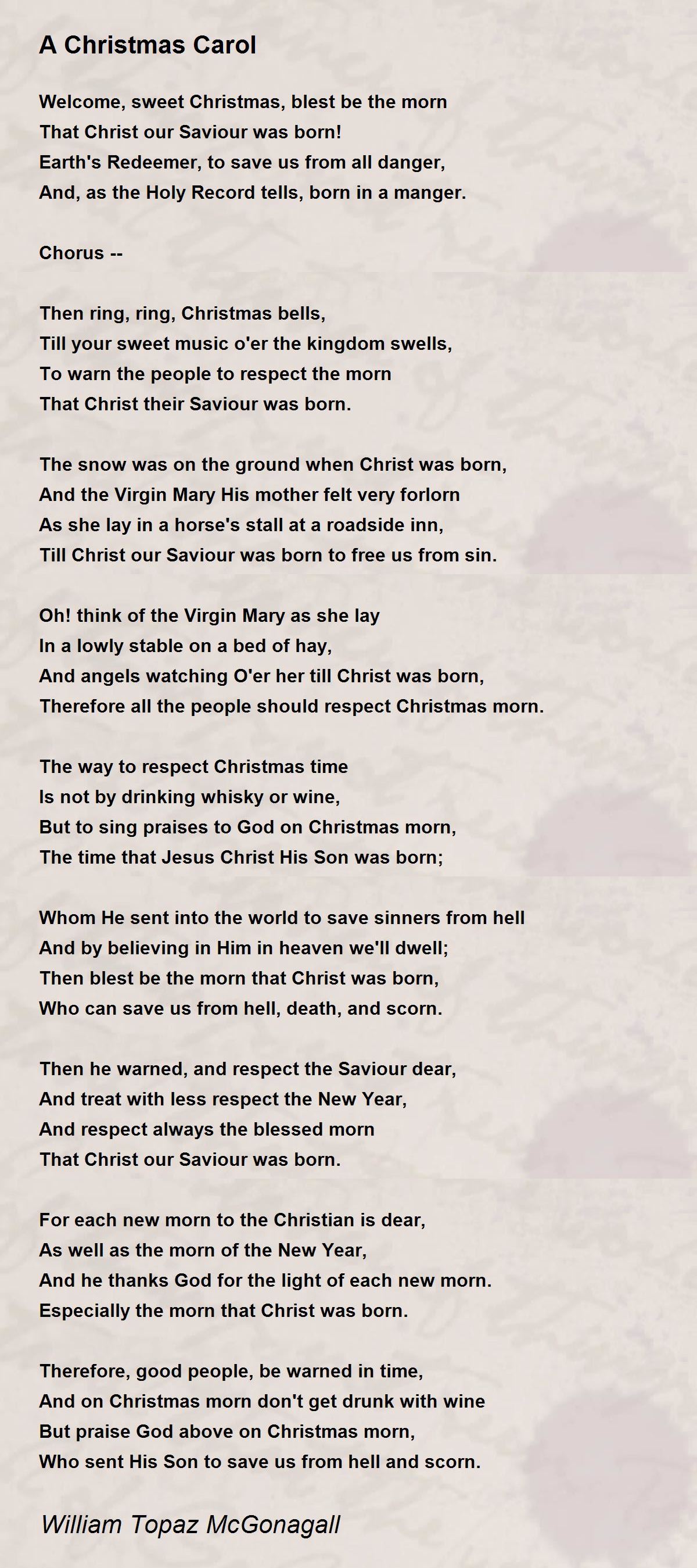 A Christmas Carol Poem by William Topaz McGonagall - Poem Hunter