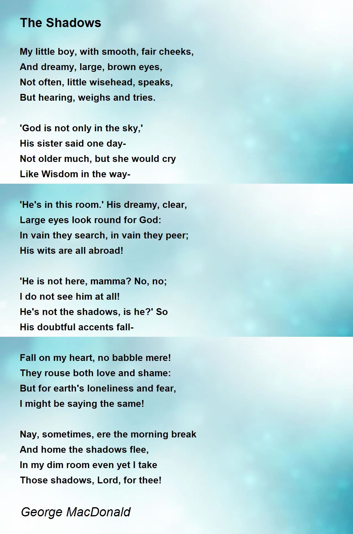 The Shadows The Shadows Poem by MacDonald